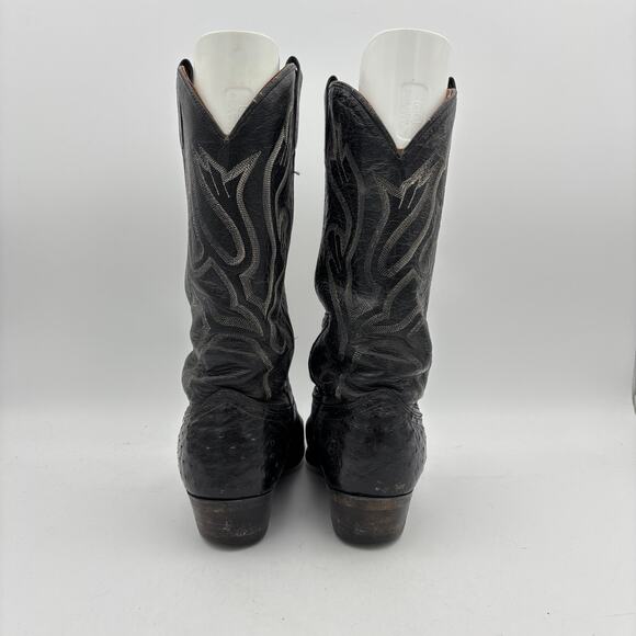 Vintage 80s J. Chisholm Ostrich Leather Cowboy Boots Men 10 D Western Distressed main image 12